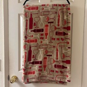 Red and Cream Wine Themed Throw Blanket